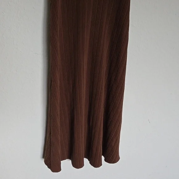 Vince Rib Sweetheart-Neck Camisole Dress Sleeveless A-line Hazelnut Brown S - Picture 5 of 10